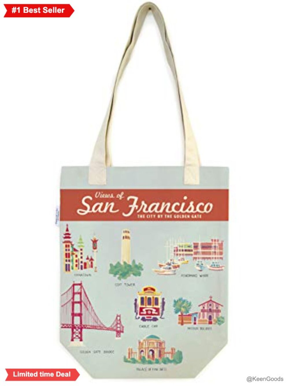 Cotton Canvas Tote Bag with Interior Pocket and Reusable Design